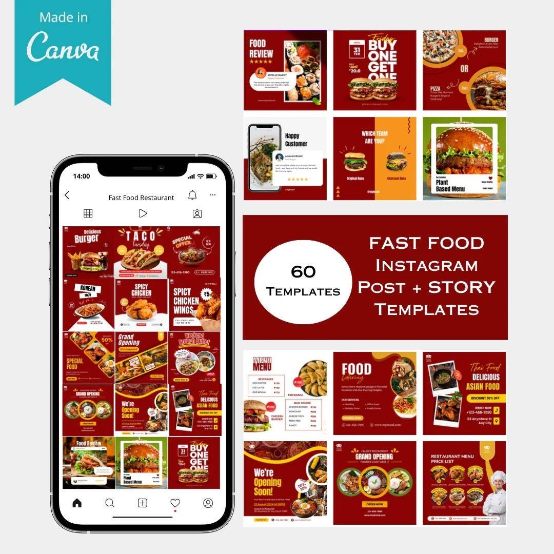 60+ Food Instagram Post Restaurant Menu, Instagram Template, Restaurant ...
