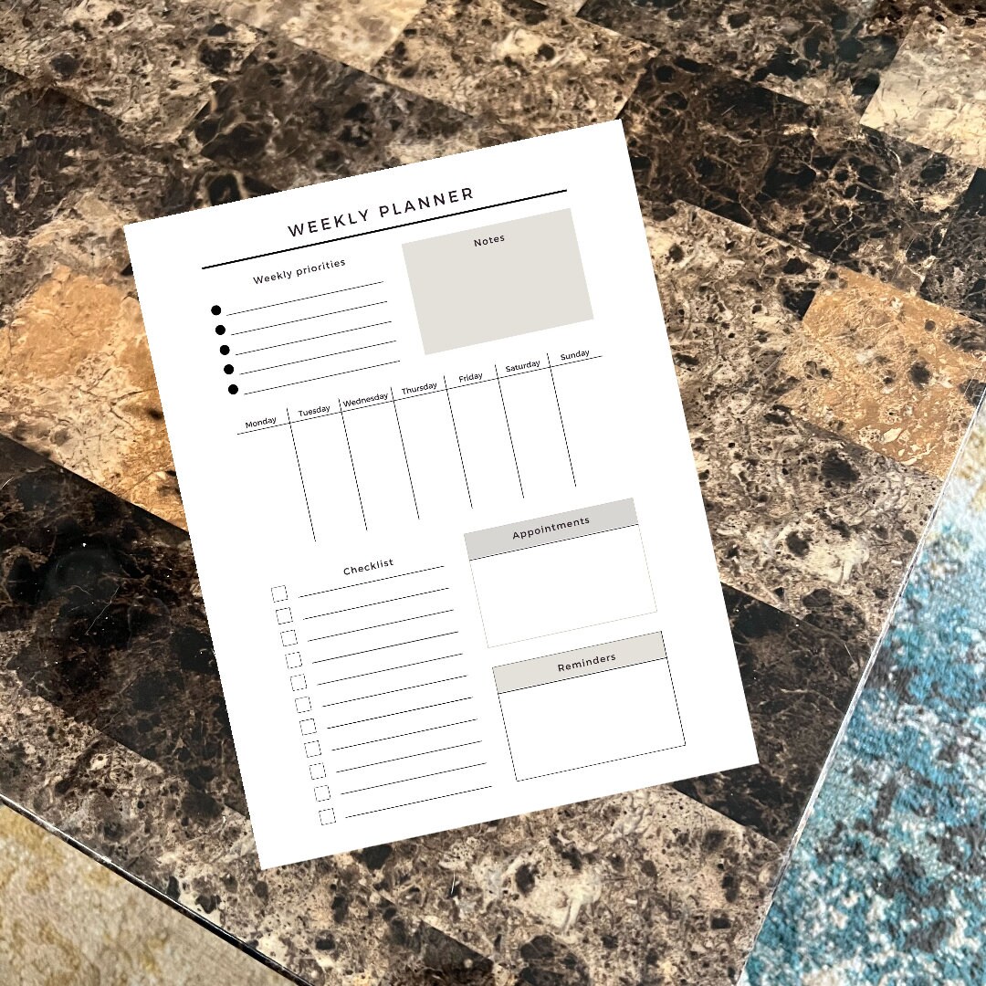 Printable Weekly Planner Etsy