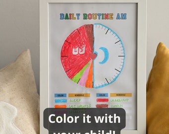 Orologio per la routine quotidiana dei bambini: tabella delle