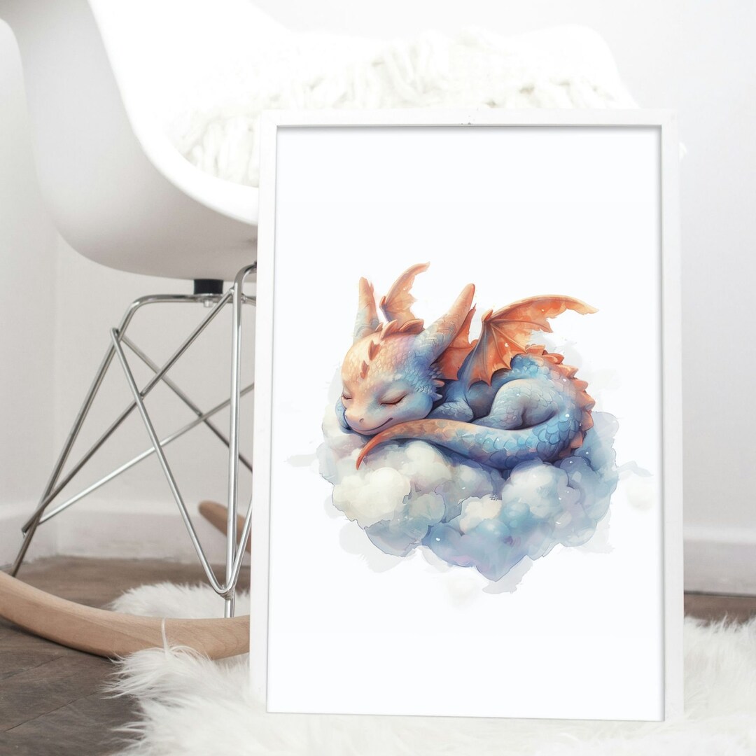 Sleeping Baby Dragon Art Print: Fantasy Nursery Decor (digital Download ...