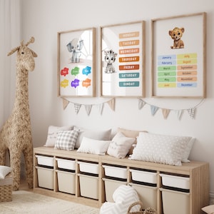 Educational Printables, Safari Educational Posters, Homeschool Learning, Preschool Printable, Toddler Playroom Decor, Montessori Materials