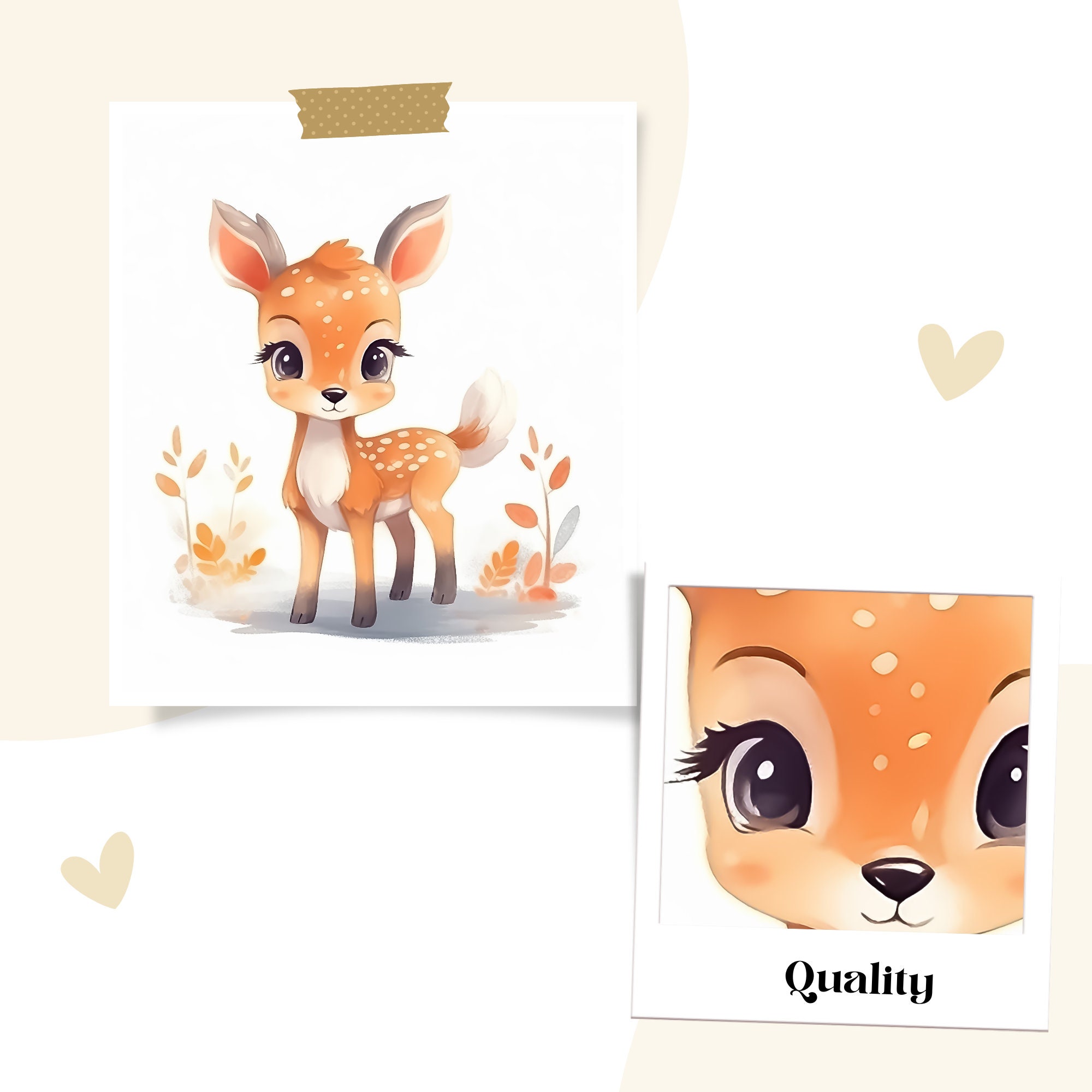 Set of 3 Baby Deer Nursery Prints, Forest Nursery, Woodland Nursery ...