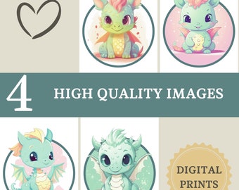 Baby Drache, Kinderzimmer Poster, Fabelwesen Wand Kunst (Digitaler Download)