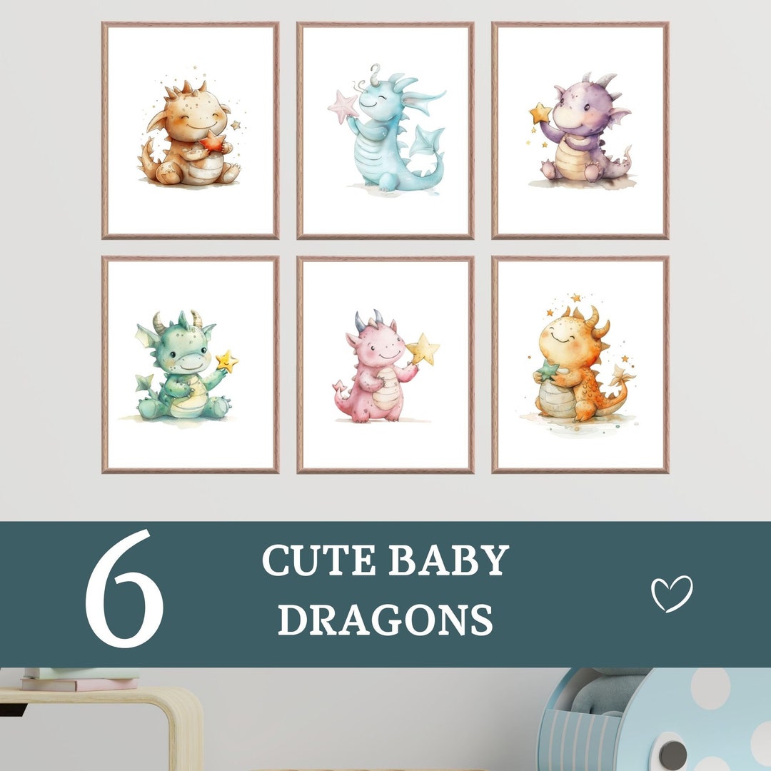 Dragon Nursery Wall Art Set – Baby Dragon Printable Collection - Set of ...