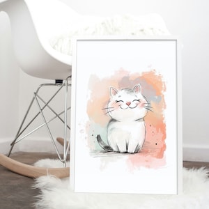 Adorable Cat Printable - Kitten Nursery Print - Wall Prints For Girls - Cat Wall Art - Baby Room Decor - Baby Shower Gift - Modern Nursery