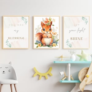 Squirrel Nursery Prints: Positive Affirmations, Woodland Animal Art (Digital Download)