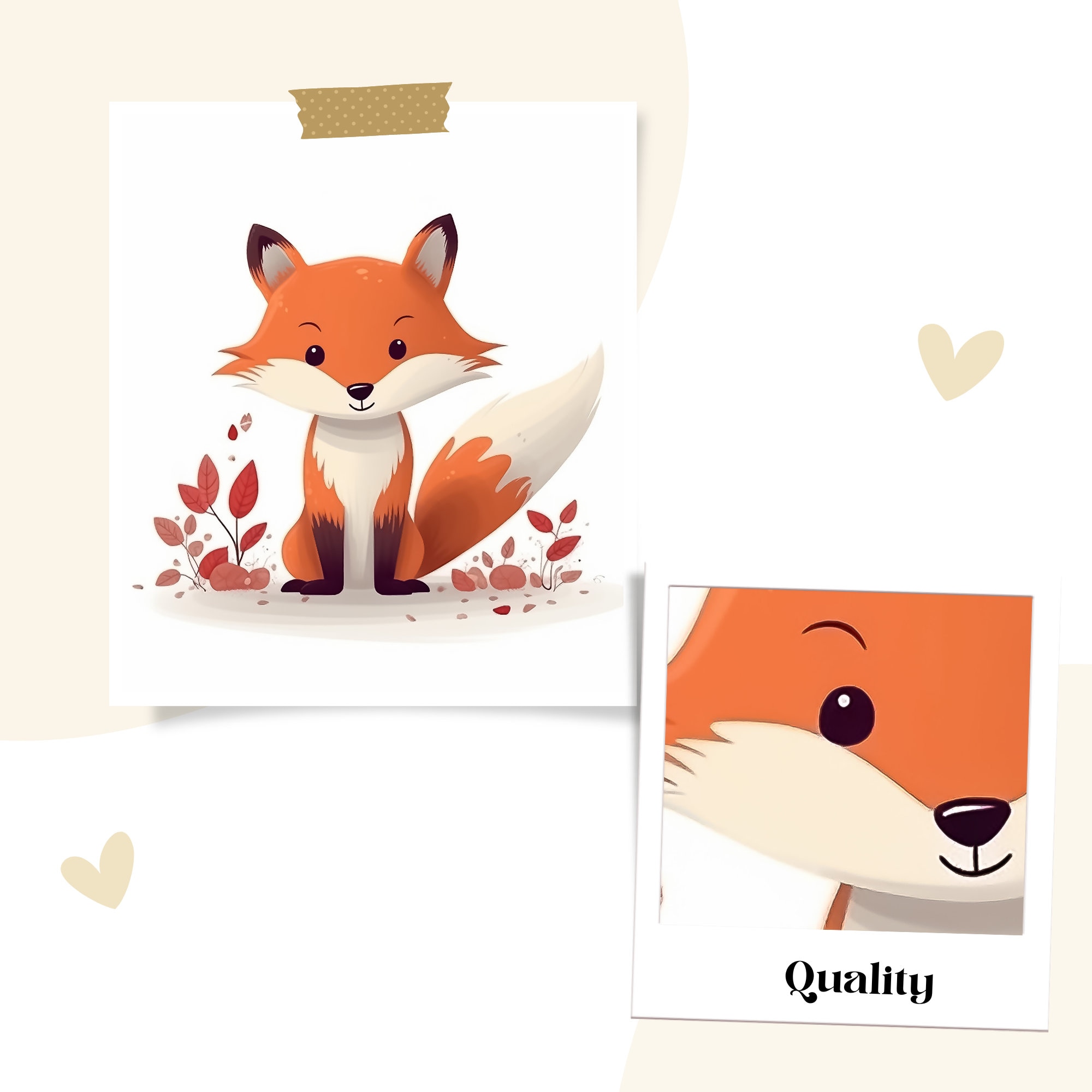 Set of 6 Animal Printable Art, Cute Baby Animals Poster Set, Forest