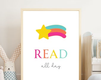 Reading Corner, Colorful Kids Room Decor, Printable Playroom Wall Art ...
