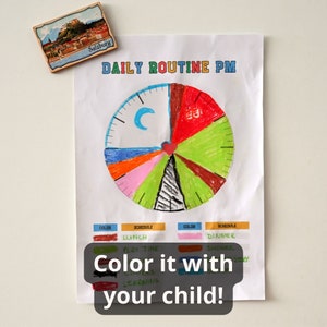 Kinder Tagesplaner Vorlage: DIY Uhr Stundenplan, Malseite (Digitaler Download)