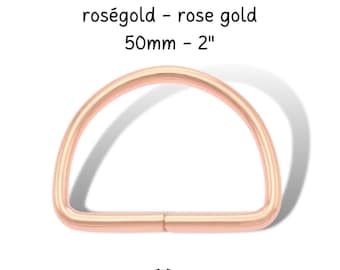 D-Ring metal 2" rose gold D Ring, dog collar hardware 5cm, DIY purse, belt strap hardware