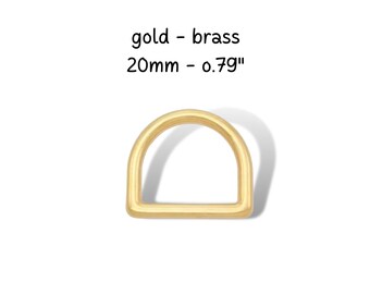 Anillo en D 20 mm medio anillo dorado soldado, accesorios de latón para collar de perro 2 cm Accesorios para bolsos DIY, precios graduados 1/ 2/ 5/ 10 piezas