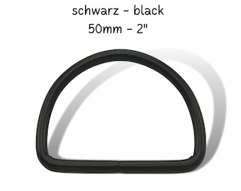 Anilla en D negra de 50 mm, media anilla soldada, accesorio para collar de perro, accesorio para bolsos DIY, negro mate, precios al por mayor disponibles para 1/2/5/10 unidades