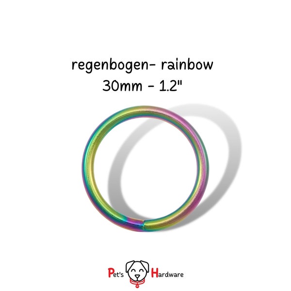 Rundring 30mm rainbow O-Ring geschweißt, regenbogen Zubehör für Hundehalsband DIY Taschenzubehör neochrome, Gardinenringe 1/ 2/ 5/ 10St