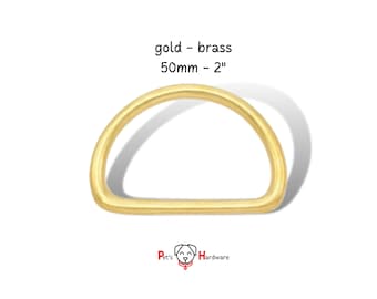 Anillo D de 50 mm, dorado, medio anillo soldado, accesorio de latón para collar de perro, accesorios para bolsos DIY, 5 cm, oro amarillo, precios al por mayor 1/2/5/10 piezas