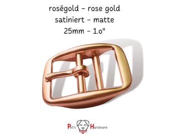 Dubbelspänne 25 mm roséguld satinfinish, spänne matt roséguld, rullspänne, tillbehör till hundhalsband DIY-väsktillbehör roséguld