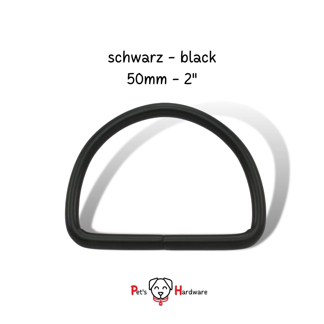 Dring Metal 2 Black D Ring, Dog Collar Hardware, Welded Metal Ring 5cm