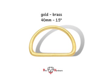 D-Ring metal 1.5" brass gold D Ring, dog collar hardware, welded d ring, DIY purse