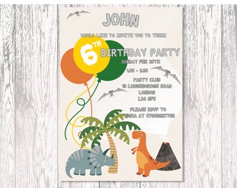 Personalised Dinosaur Party Invitation