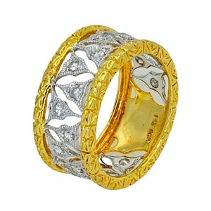Vintage 14k yellow Solid Gold Ring with Natural Diamonds.