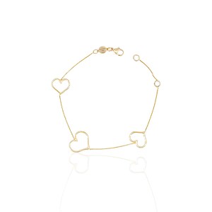 14K Gold Triple Hearts Bracelet