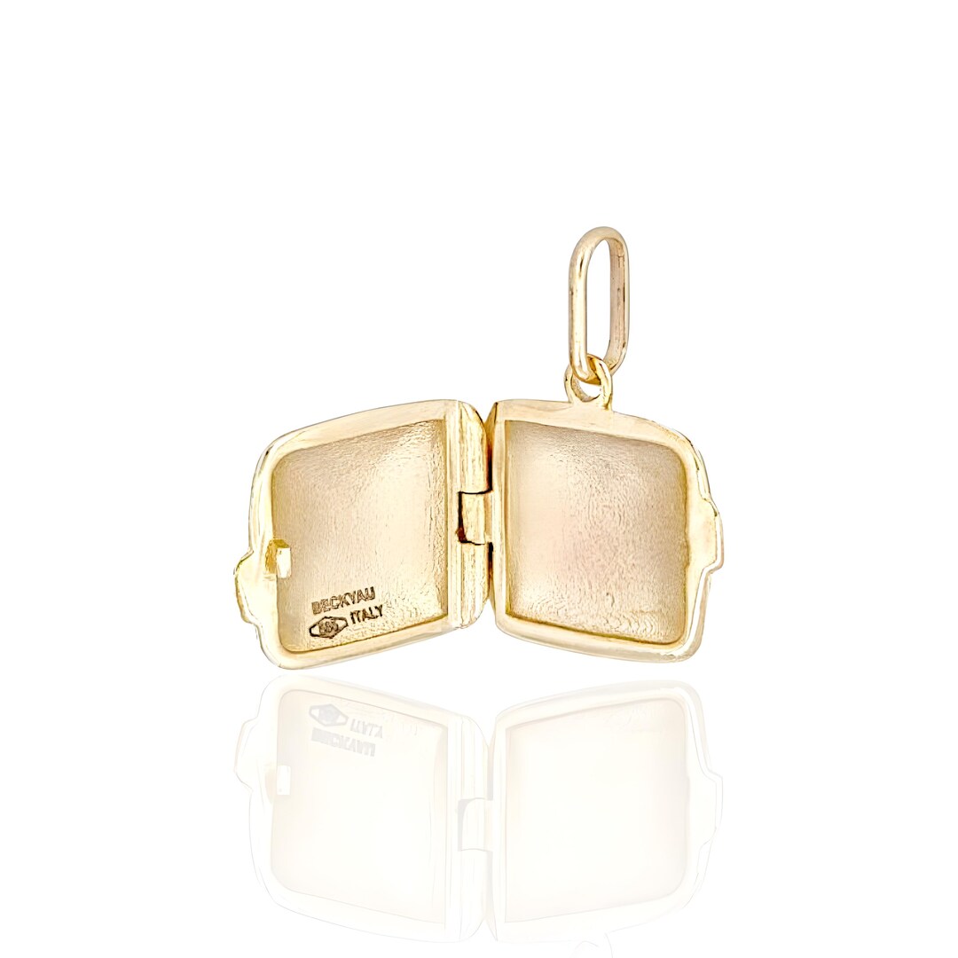 14K Gold Rectangle Medallion for Photo - Etsy