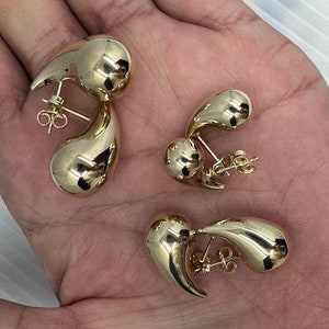 Teardrop Earrings, 14K Gold Solid Jewelry, Raindrop Earring, Drop Earring, Small, Medium, Teardrop Earring,  Earring.