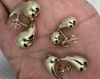 Teardrop Earrings, 14K Gold Solid Jewelry, Raindrop Earring, Drop Earring, Small, Medium, Teardrop Earring,  Earring.