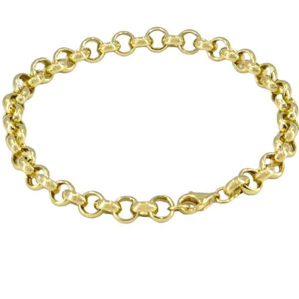 14k Solid Gold Rollo Bracelet, Size 7", 8" 14k Gold Jewelry