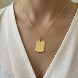 14K Gold Rectangle Plain Charm Pendant