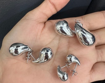 Teardrop Earrings, 14K White Gold Solid Jewelry, Teardrop Earring, Drop Earring, Small, Medium, Teardrop Earring,  Earring.