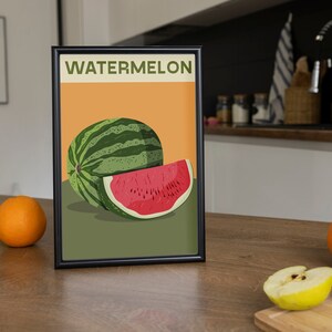 Arte de la pared de la cocina de la sandía, cartel de la cocina de la sandía, impresiones de la cocina, arte de la pared del comedor, arte moderno de la pared de la sala de estar, fruta imprimible
