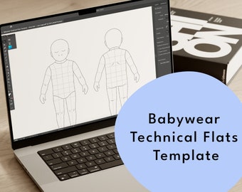 Baby Technical Flats Template for Kids Fashion Design. Digital Download / Printable PDF. Childrenswear croquis for size 0-2 years old.