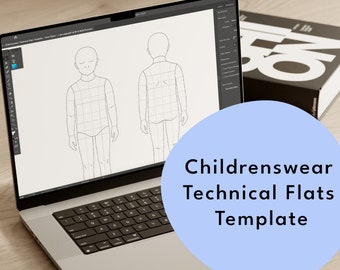 Kidswear Technical Flats Template for Fashion Design. Digital Download / Printable PDF. Childrenswear croquis for size 3-10 years old.