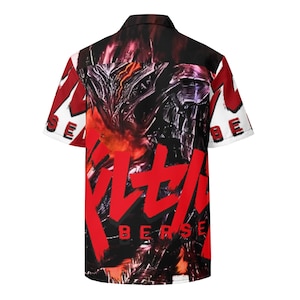 Trendy Guts Berserk Anime Button-Up Shirt | Graphic All-Over Print | Unisex