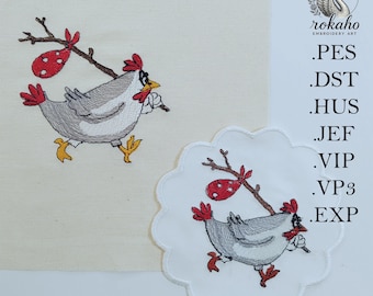 Hen Machine Embroidery, Tablecloth pattern, Romantic theme,  Easter Motive - 3 Sizes  Chicken pattern machine design
