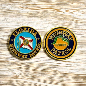 Traditional Florida Highway Patrol Door Decal Shoulder Patch Challenge Coin FHP State Trooper State Patrol Police Quality Black & Tan