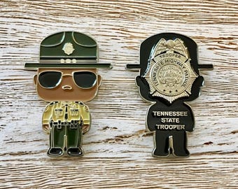 Tennessee Highway Patrol Mini Trooper Challenge Coin, THP Collectible (2 inch) V2