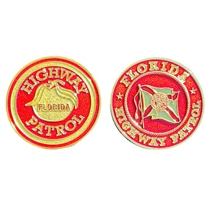 FloridaHighway Patrol Garnet & Gold Tür Aufkleber und Schulter Patch Challenge Münze Zustand Trooper FTP Zustand Patrol Schwarz Tan FSU Individuell Unikat