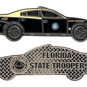 Florida Highway Patrol Dodge CHARGER Patrol Car Challenge Coin Vehicle Police Officer FHP State Trooper Exclusive New