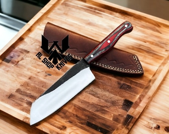 Couteau de chef de cuisine de style japonais forgé à la main, couteaux de cuisine faits main, couteaux de chef damas, ensemble de chef personnalisé cadeau de couteau de chef pour homme