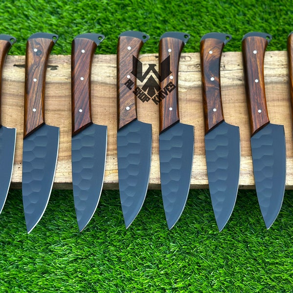 8 Pcs D2 Steel Custom Handmade Steak Knives, Chef Knives, Kitchen Knives, Hand Forged Chef Knife, Anniversary Gift, Groomsmen Gift for Men