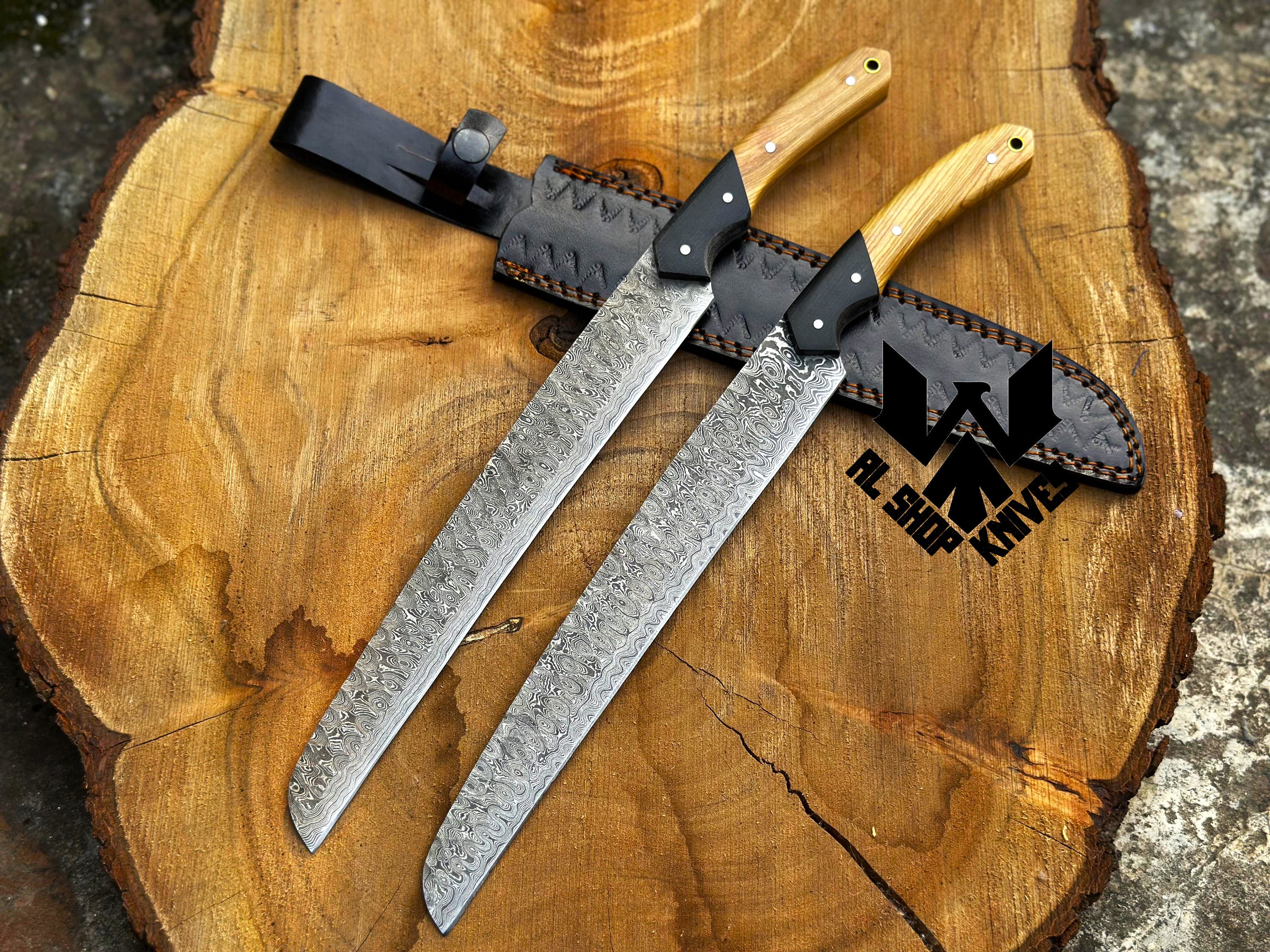 Damascus Steel Brisket Knife Handmade Damascus Kitchen Knife Etsy