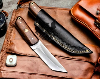 D2 Steel Handmade Tanto Style Hunting Knife, Camping Knife, Personalized Knife Gift for men, Tanto Knife, Skinner Knife, Anniversary Gift