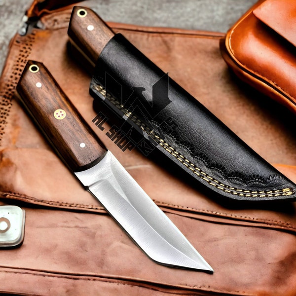 D2 couteau de chasse de style Tanto fait main en acier, couteau de camping, cadeau couteau personnalisé pour homme, couteau Tanto, couteau Skinner, cadeau d'anniversaire