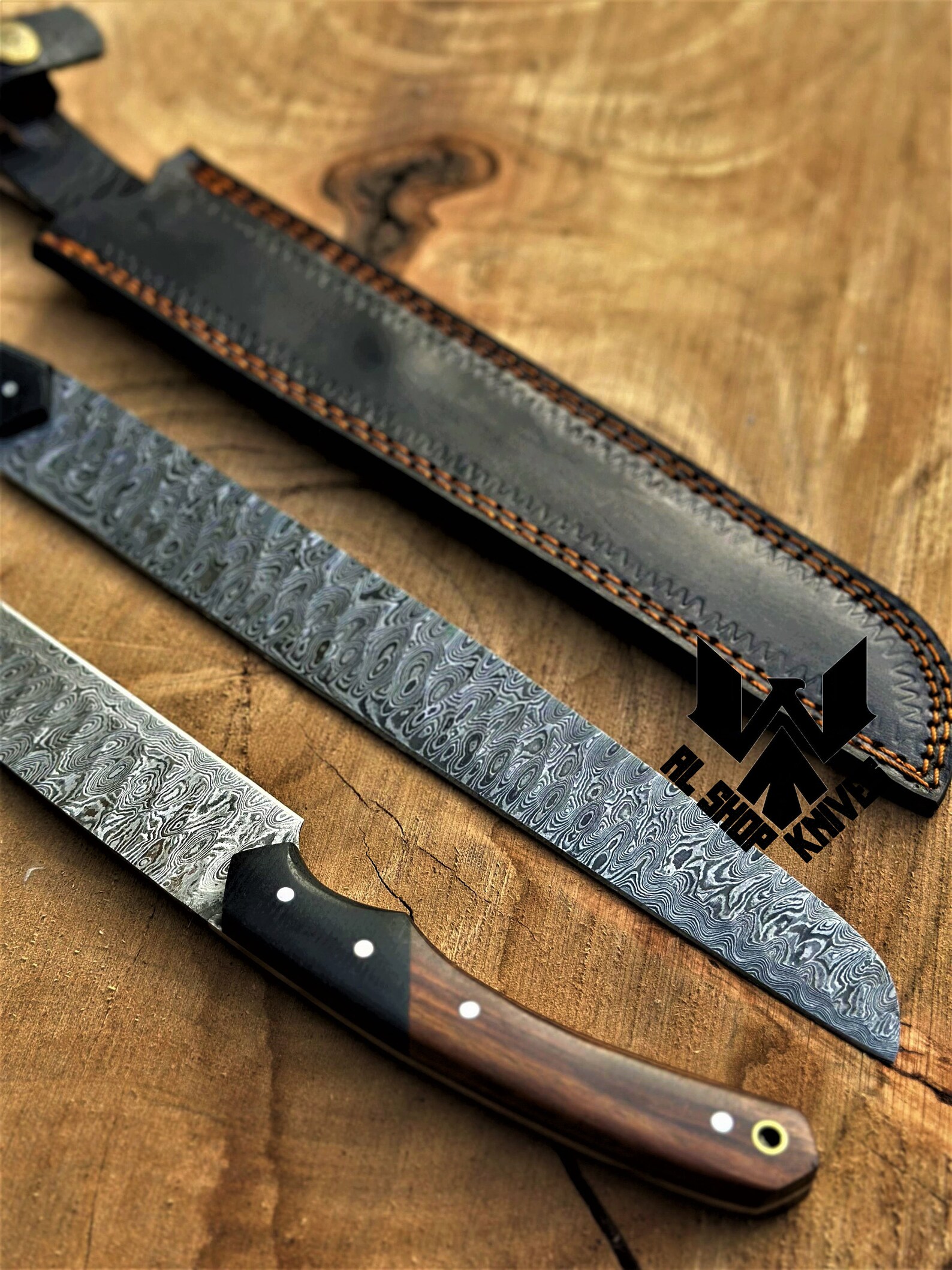 Damascus Steel Brisket Knife Handmade Damascus Kitchen Knife Etsy