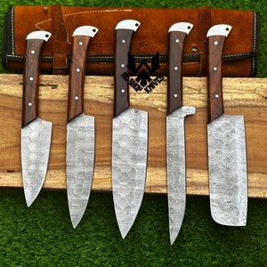 Damascus Steel Brisket Knife, handmade Damascus Kitchen Knife, Damascus Steel Bread Knife, Meat Knife, Chef Knives, Chef Set Gift for Men image 8