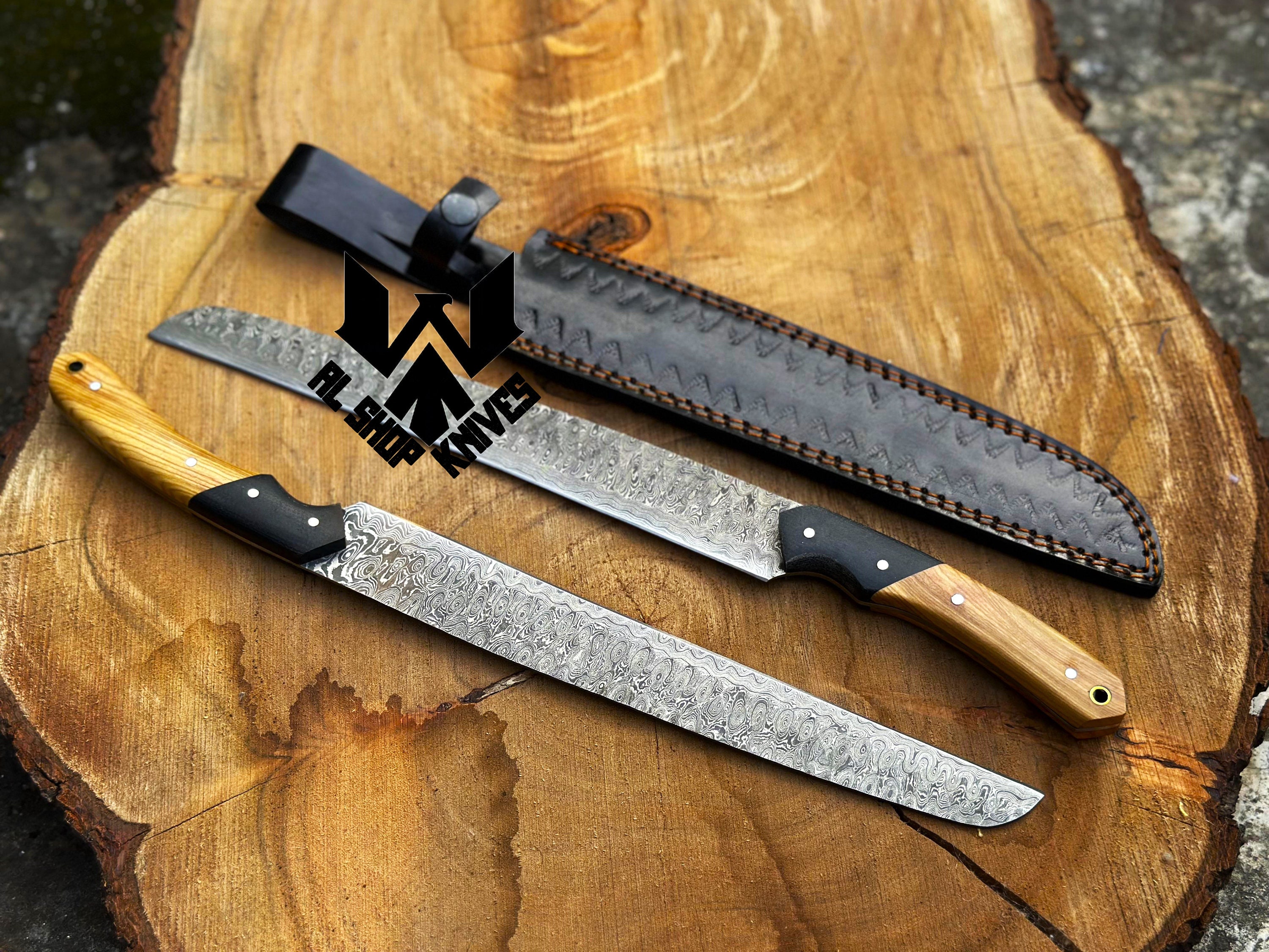 Damascus Steel Brisket Knife Handmade Damascus Kitchen Knife Etsy