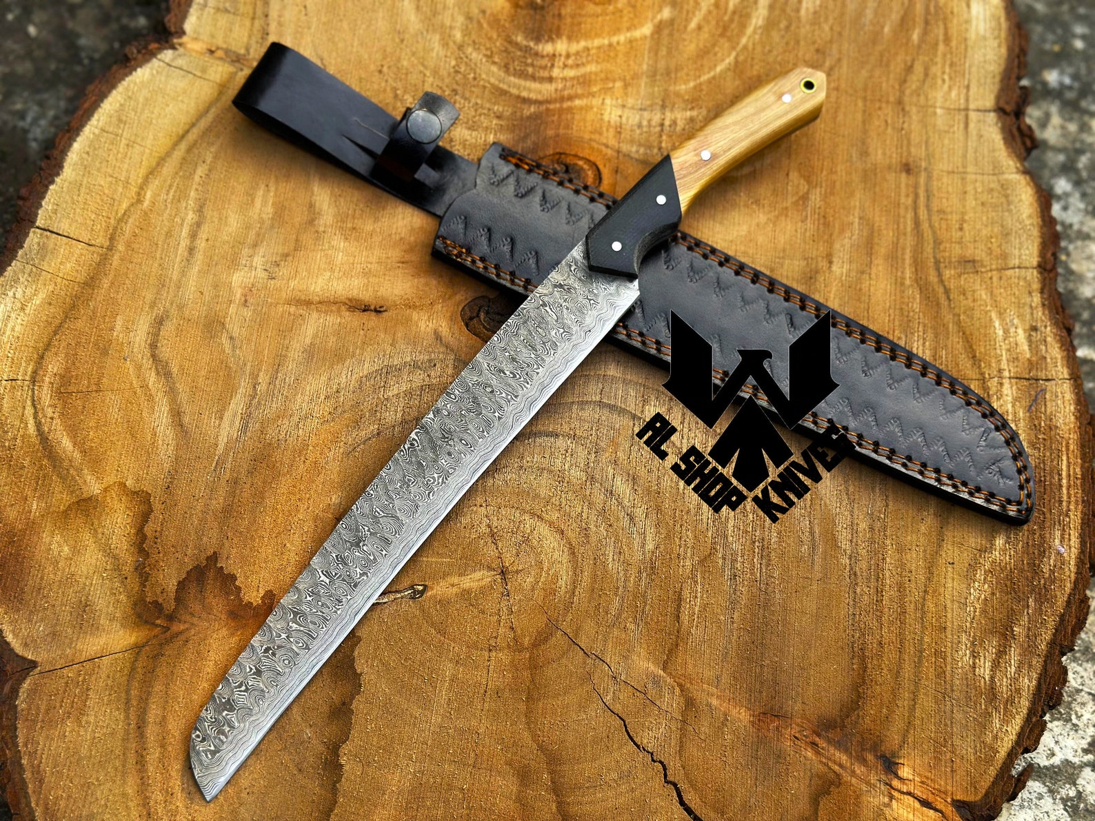 Damascus Steel Brisket Knife Handmade Damascus Kitchen Knife Etsy