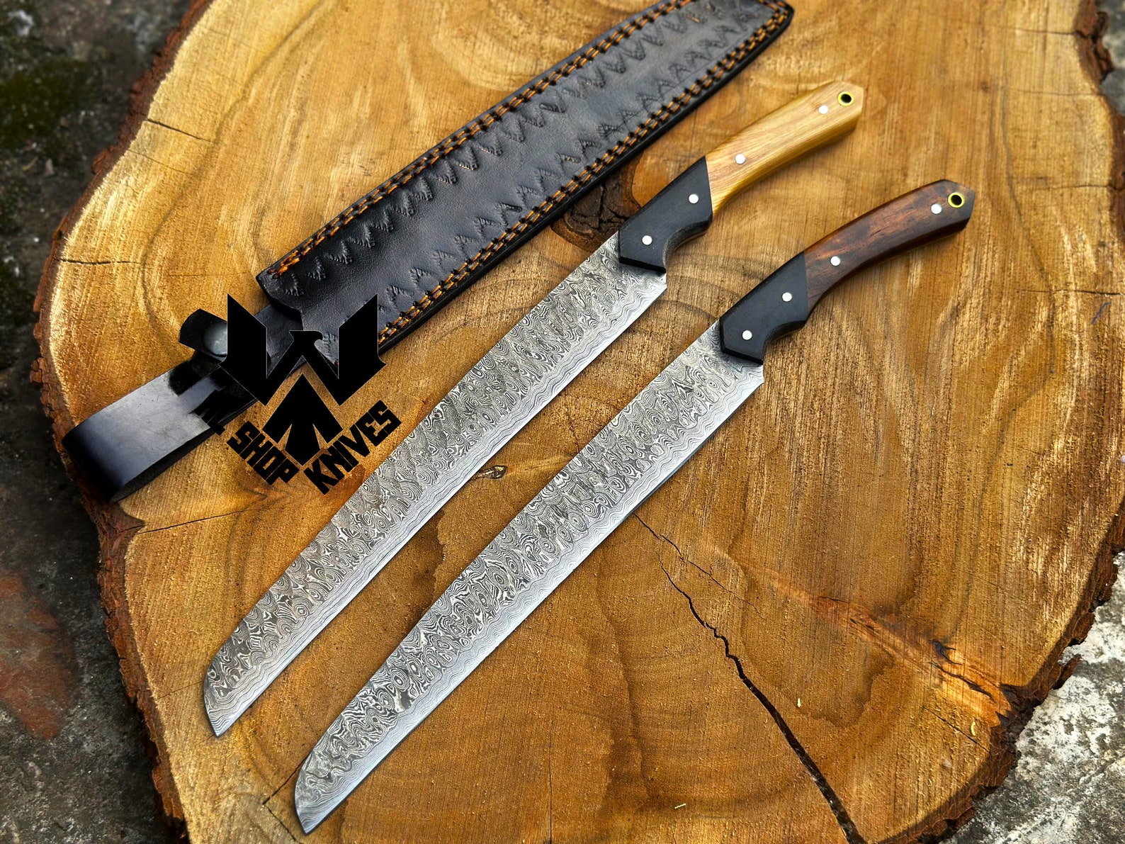 Damascus Steel Brisket Knife Handmade Damascus Kitchen Knife Etsy