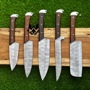 Damascus Steel Brisket Knife, handmade Damascus Kitchen Knife, Damascus Steel Bread Knife, Meat Knife, Chef Knives, Chef Set Gift for Men image 9